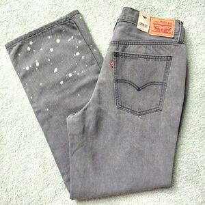 NWT 31 Levi's Low Pro Straight Charcoal Gray Jeans With Bleach Spot Accents NEW